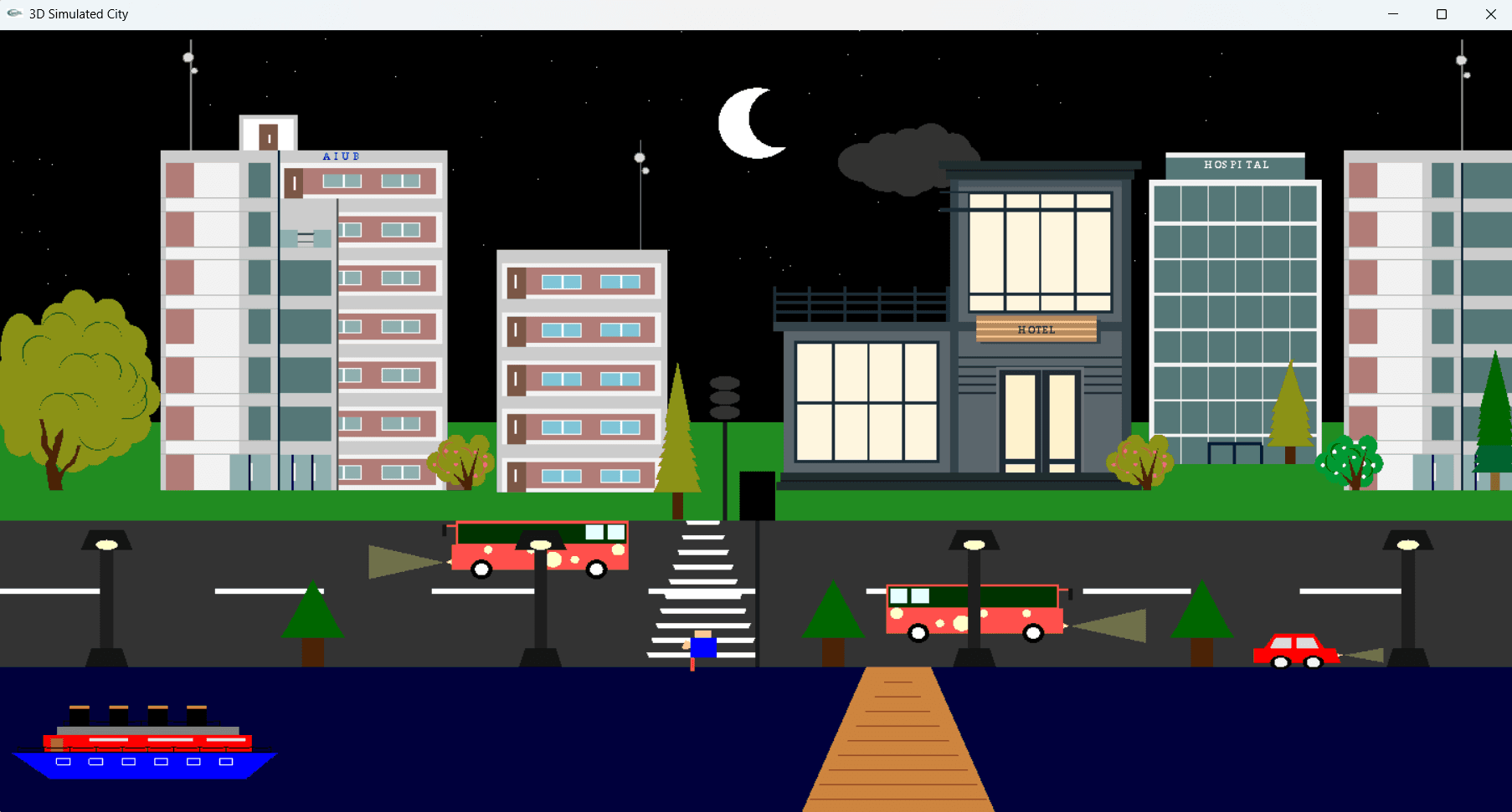 Simulation City at night