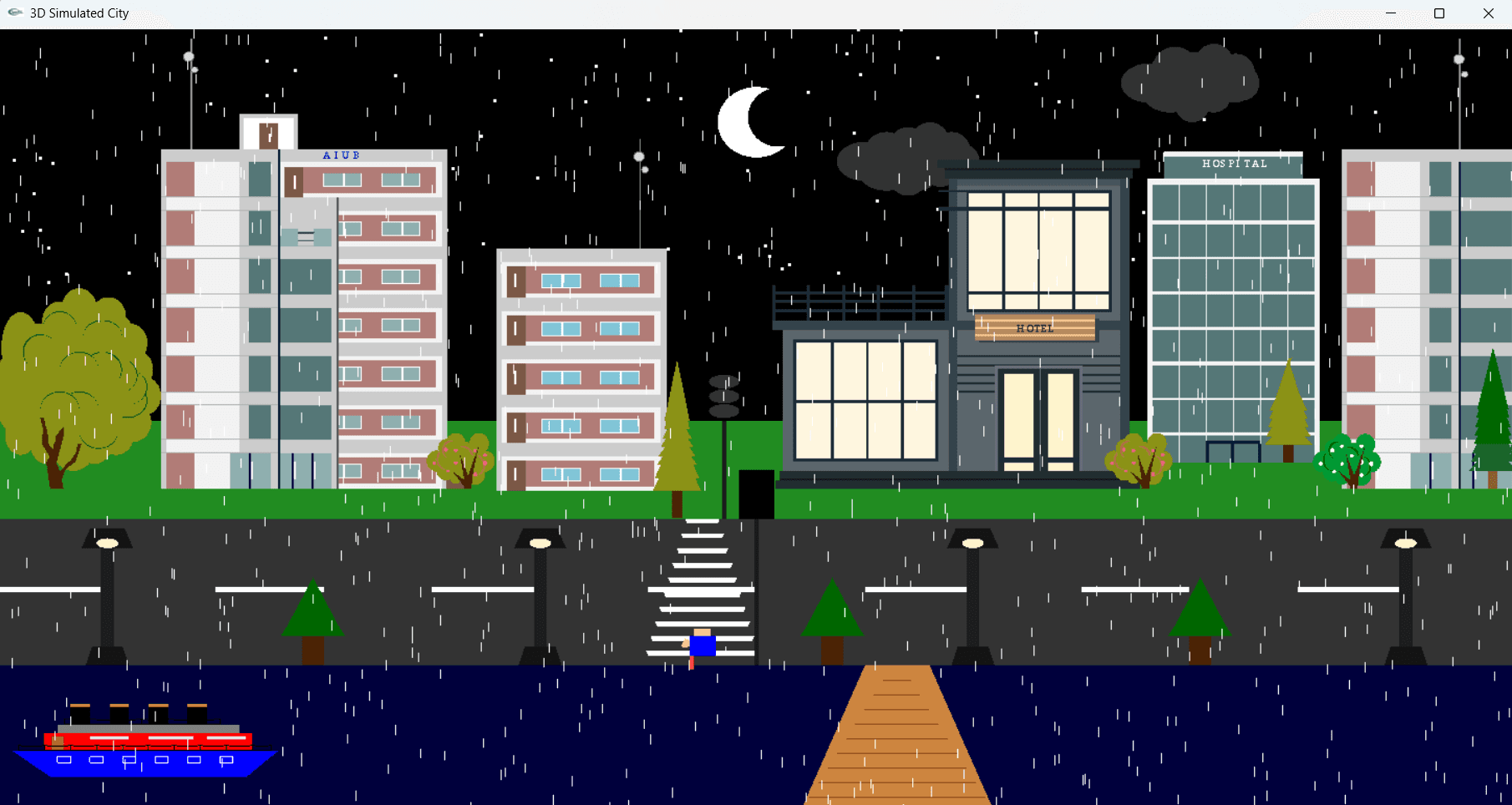 Simulation City under rain