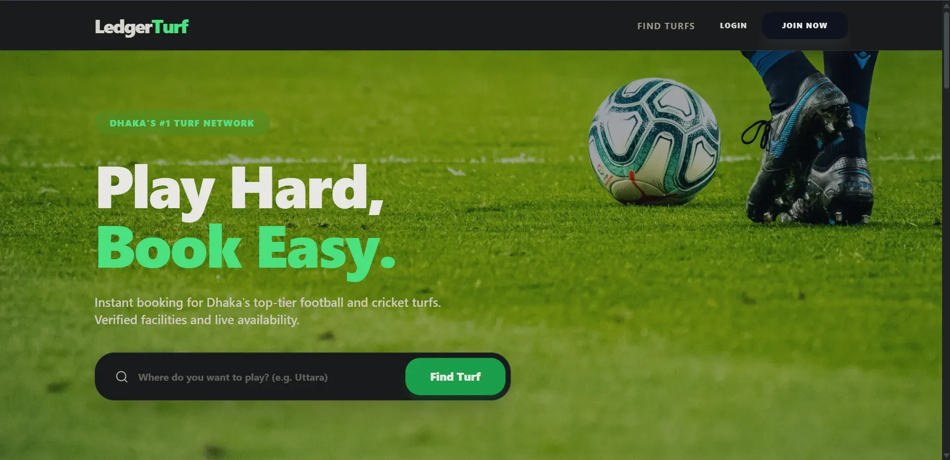 LedgerTurf — Real-time turf booking platform that lets players discover and reserve grounds on a map while owners publish and manage slots with overlapping-time protection.